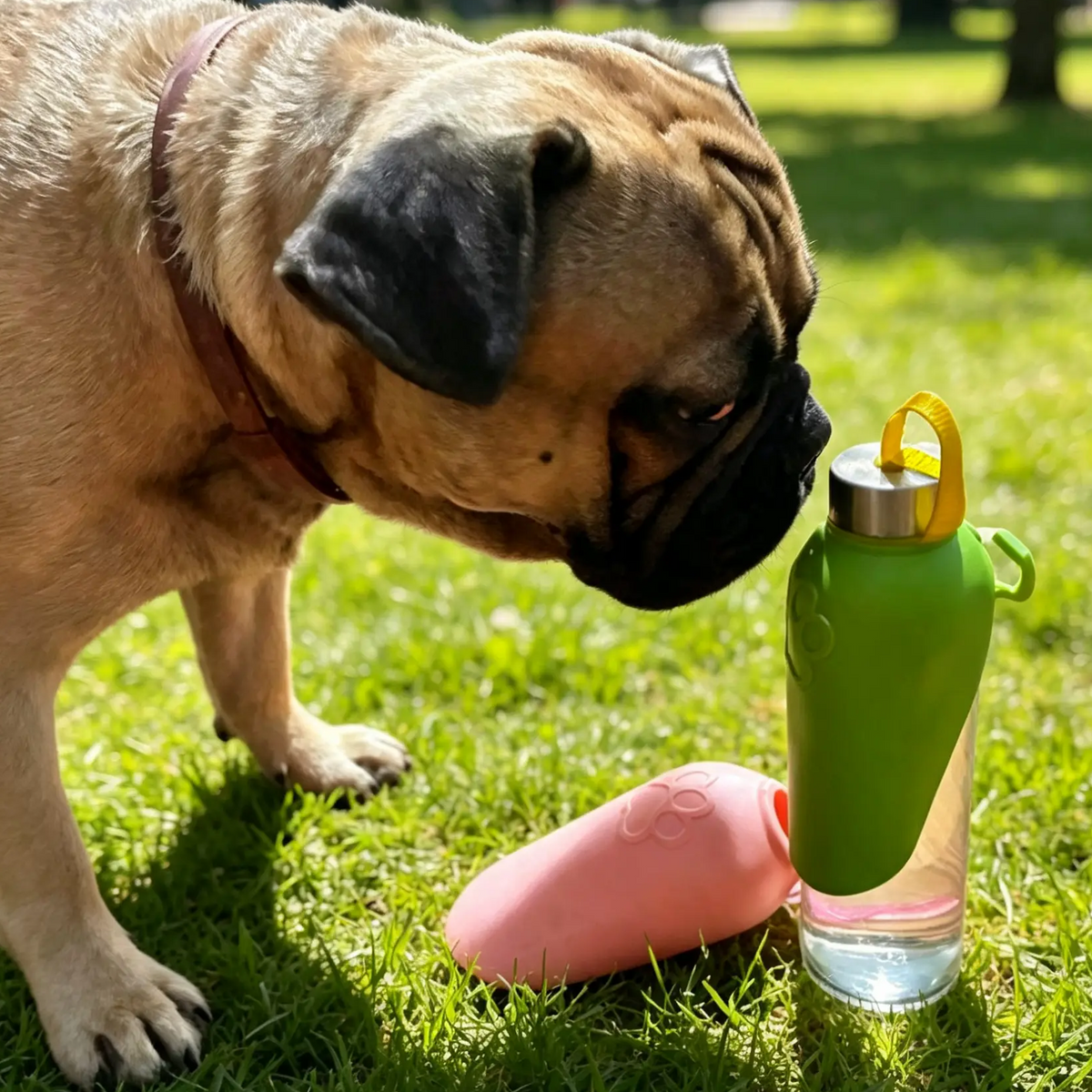 Dispenser portabil de apă pentru animale – cană pliabilă cu sticlă interschimbabilă - UrbanPetShop